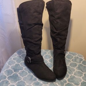 Black WIDE CALF Knee High Boots Size 10W
